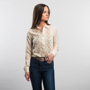 Gant női hosszú ujjú ing, krémszín, csipkés, 100% pamut