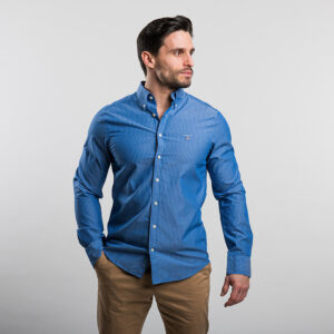 Gant férfi hosszú ujjú ing, kék csíkos, 100% pamut, slim fit