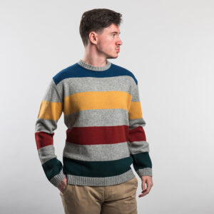 Gant férfi kötött pulóver, szürke-színes csíkos