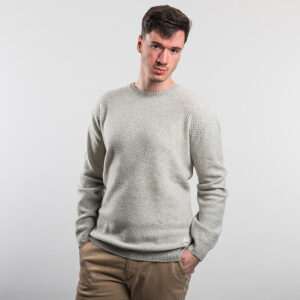 Gant férfi kötött pulóver, világosszürke, 100% gyapjú