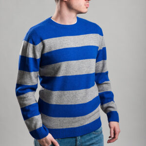 Gant férfi kötött pulóver, kék-szürke csíkos, 100% báránygyapjú