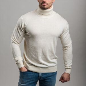 Gant férfi garbó nyakú kötött pulóver, törtfehér