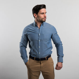 Gant férfi hosszú ujjú ing, szürkéskék, 100% pamut, fitted