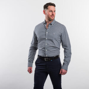 Gant férfi hosszú ujjú ing, fekete kockás, 100% pamut