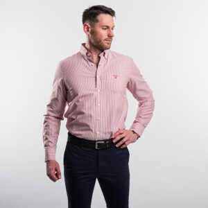 Gant férfi hosszú ujjú ing, piros csíkos, 100% pamut, regular fit