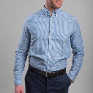 Gant férfi hosszú ujjú ing, kék csíkos, 100% pamut, regular fit