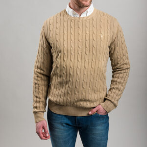 Gant férfi kötött pulóver, drapp, 100% pamut