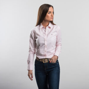 Gant női hosszú ujjú ing, világos rózsaszín, csíkos, pamut