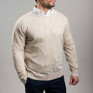 Gant férfi kötött pulóver, krémszín csíkos