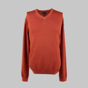 Gant férfi v-nyakú kötött pulóver, rozsdabarna, 100% gyapjú