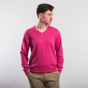 Gant férfi v-nyakú kötött pulóver, rózsaszín, 100% pamut