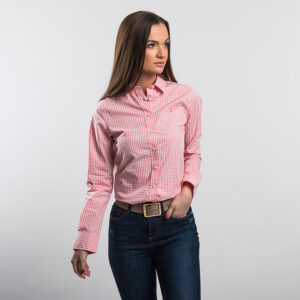 Gant női hosszú ujjú ing, lazacszín, kockás, 100% pamut