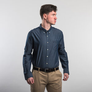 Nautica férfi hosszú ujjú ing, sötétkék, 100% pamut, slim fit