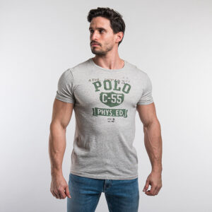 Polo Ralph Lauren férfi póló, világosszürke, feliratos, 100% pamut