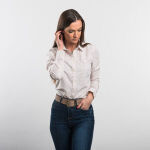 Gant női hosszú ujjú ing, törtfehér, piros mintás, pamut