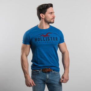 Hollister férfi póló, kék, feliratos, 100% pamut