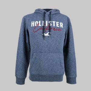 Hollister férfi kapucnis pulóver, kék, feliratos
