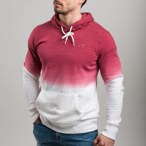 Hollister férfi kapucnis pulóver, bordó-fehér