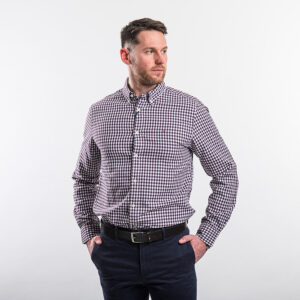 Tommy Hilfiger férfi hosszú ujjú ing, lila kockás, 100% pamut, regular fit