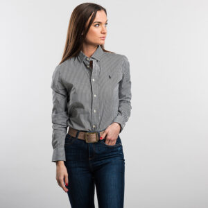 Polo Ralph Lauren női hosszú ujjú ing, fekete csíkos, 100% pamut