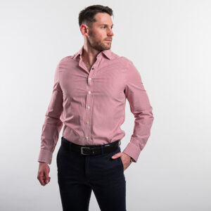 Gant férfi hosszú ujjú ing, piros csíkos, 100% pamut, fitted