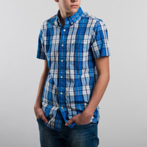 Nautica férfi rövid ujjú ing, kék kockás, 100% pamut