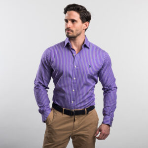 Polo Ralph Lauren férfi hosszú ujjú ing, lila csíkos, 100% pamut
