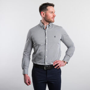 Polo Ralph Lauren férfi hosszú ujjú ing, fekete csíkos, 100% pamut