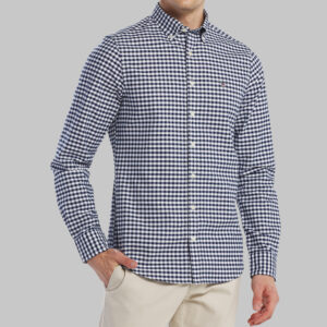 Gant férfi hosszú ujjú ing, sötétkék kockás, 100% pamut, regular