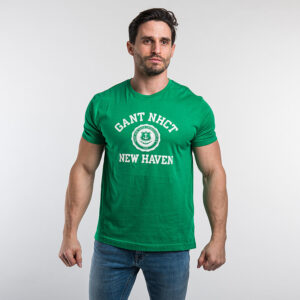 Gant férfi póló, zöld, feliratos, 100% pamut