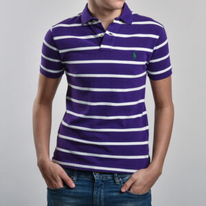 Polo Ralph Lauren férfi galléros póló, lila csíkos, 100% pamut
