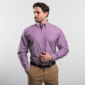 Nautica férfi hosszú ujjú ing, lila csíkos, 100% pamut