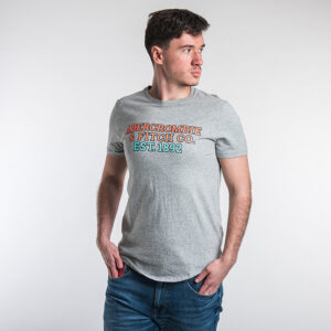 Abercrombie & Fitch férfi póló, világosszürke, feliratos, 100% pamut