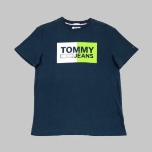 Tommy Hilfiger férfi póló, sötétkék, feliratos, 100% pamut