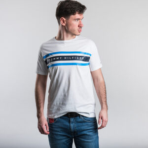 Tommy Hilfiger férfi póló, fehér, feliratos, 100% pamut