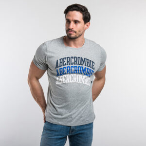 Abercrombie & Fitch férfi póló, világosszürke, 100% pamut