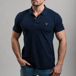 Gant férfi galléros póló, sötétkék, 100% pamut