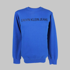 Calvin Klein férfi pulóver, kék, feliratos, 100% pamut