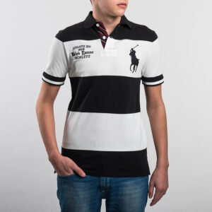 Polo Ralph Lauren férfi galléros póló Big Pony, fekete-fehér csíkos, 100% pamut