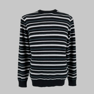 Guess férfi kötött pulóver, fekete-fehér csíkos, 100% pamut
