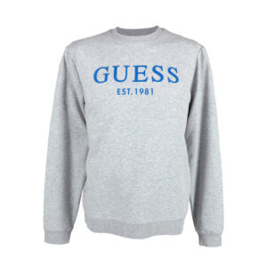 Guess férfi pulóver, világosszürke, feliratos, pamut