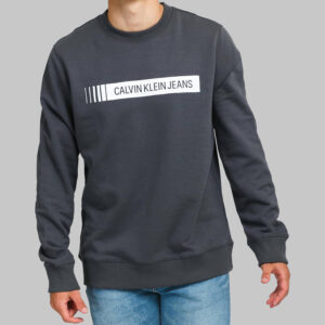 Calvin Klein férfi pulóver, szürke, feliratos