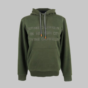Calvin Klein férfi kapucnis pulóver, zöld, feliratos