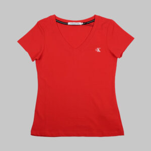 Calvin Klein női v-nyakú póló, piros, pamut
