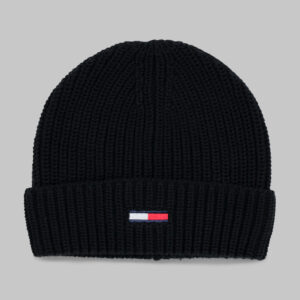 Tommy Hilfiger kötött sapka, fekete, 100% organikus pamut