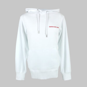 Calvin Klein férfi kapucnis pulóver, fehér, feliratos, 100% pamut