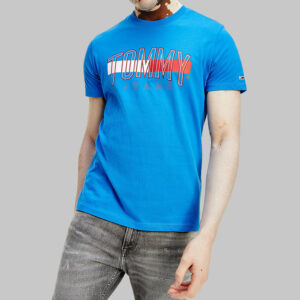 Tommy Hilfiger férfi póló, világoskék, feliratos, 100% organikus pamut