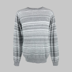 Gant férfi kötött pulóver, világosszürke csíkos, 100% pamut