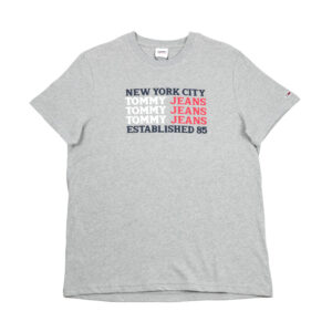 Tommy Hilfiger férfi póló, világosszürke, feliratos, 100% organikus pamut