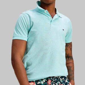 Tommy Hilfiger férfi galléros póló, világoskék, 100% pamut